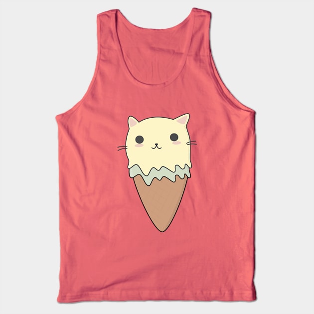 Cute Ice Cream Cat T-Shirt Tank Top by happinessinatee